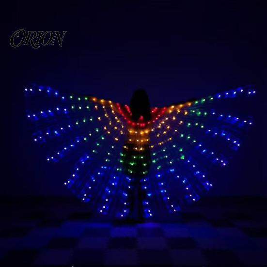 Gruppenperformance Leuchtende Flügel LED Aufleuchtend Bauchtanz für Erwachsene Kinder, Halloween Kostüm Requisiten Cosplay mit Bunten Lichtern, Leuchtend Faltbar