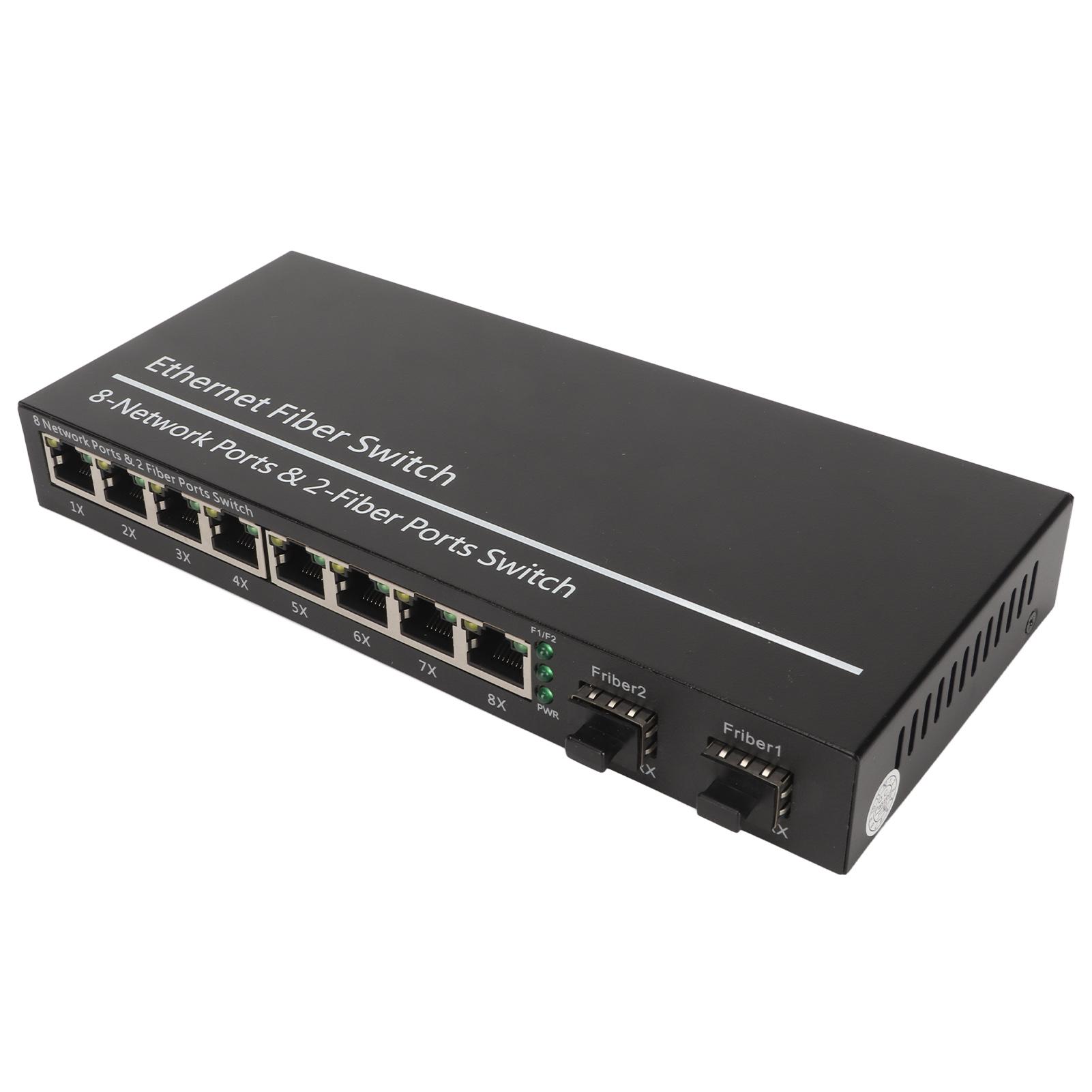 

Коммутатор Ethernet Fiber 2 оптических порта 8 электрических портов До 120 км RJ45 порт Plug and Play SFP EU Plug