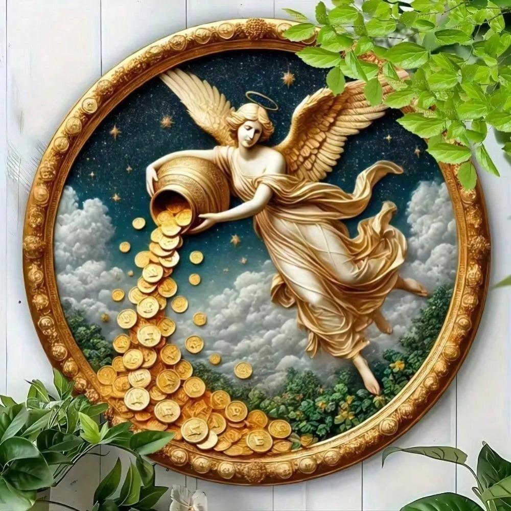 Vintage Wealth Angel Metal Tin Sign Retro Home Wall Decor Plaque