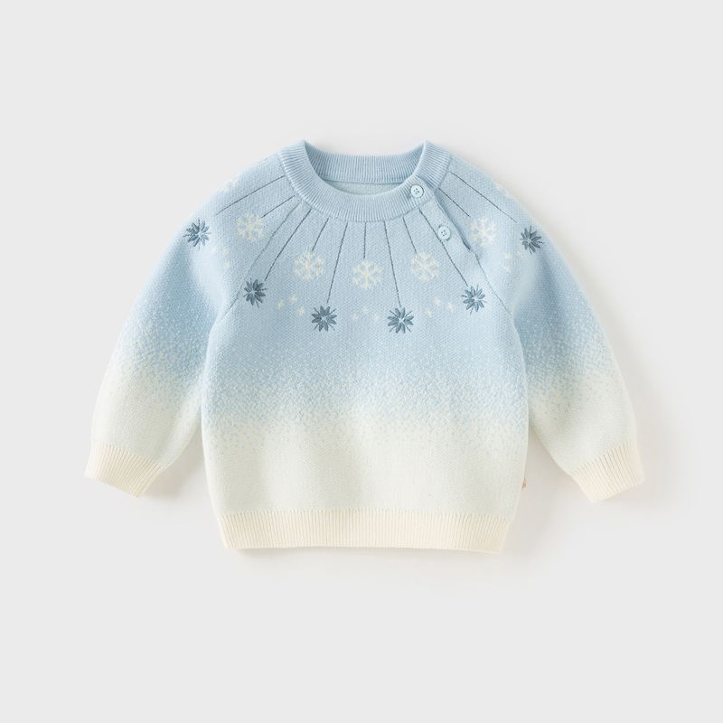 David Bella Children s Sweater Pullover Winter New Style Girls  Baby Fashionable Knitted Gradient Fair Isle Sweater Blue [Ready Stock] 120