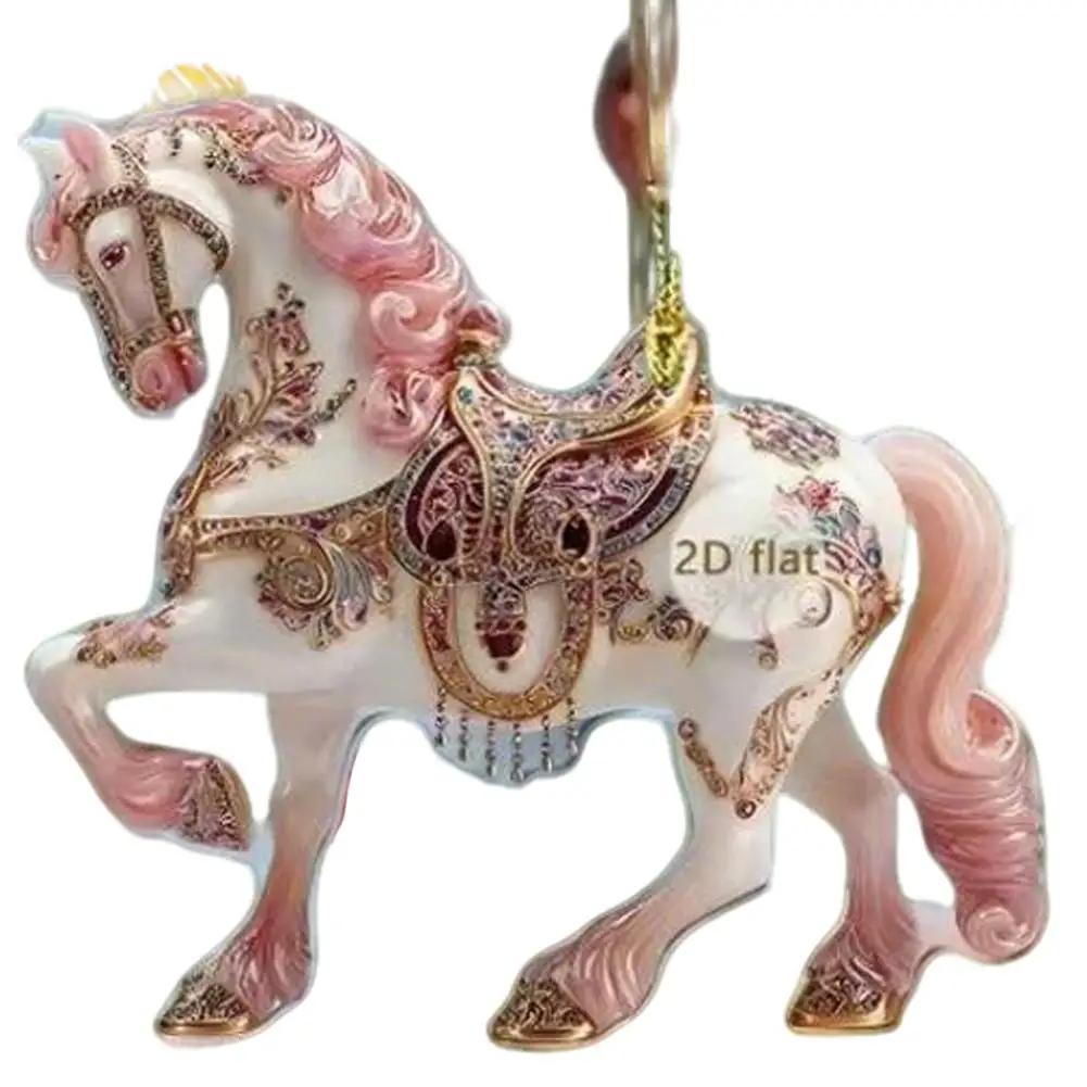 2D Acrylic Horse Year Hanging Pendants Christmas Tree Xmas Horse 2026 Decoration Hanging Rhinestones Ornament W3H1