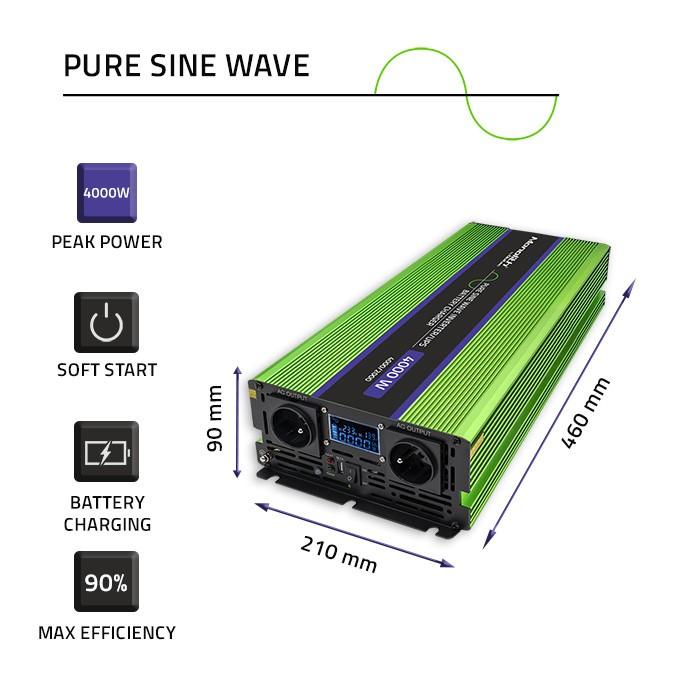 Inversor de Onda Sinusoidal Pura Monolith, 2000W, 4000W