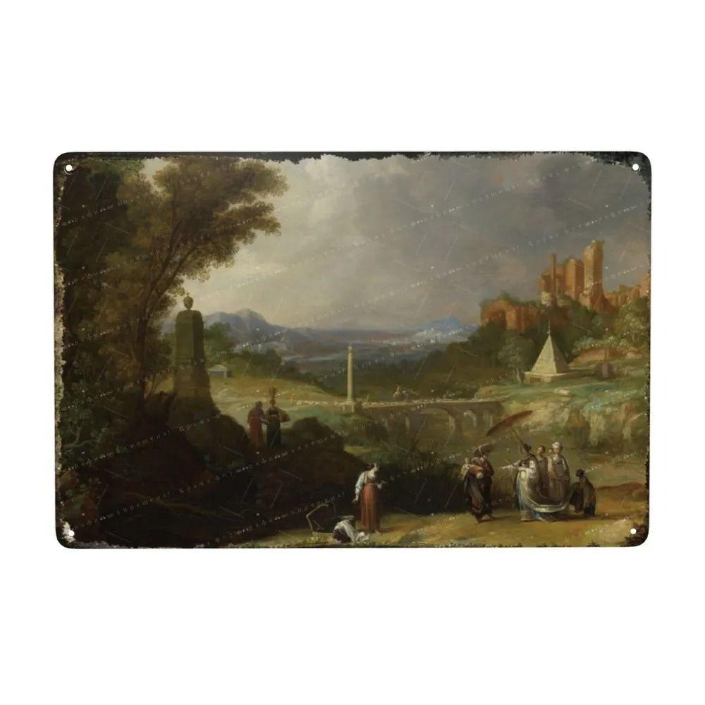 Oil Painting Style Retro Characters Landscapes Metal Tin Sign Wall Poster
