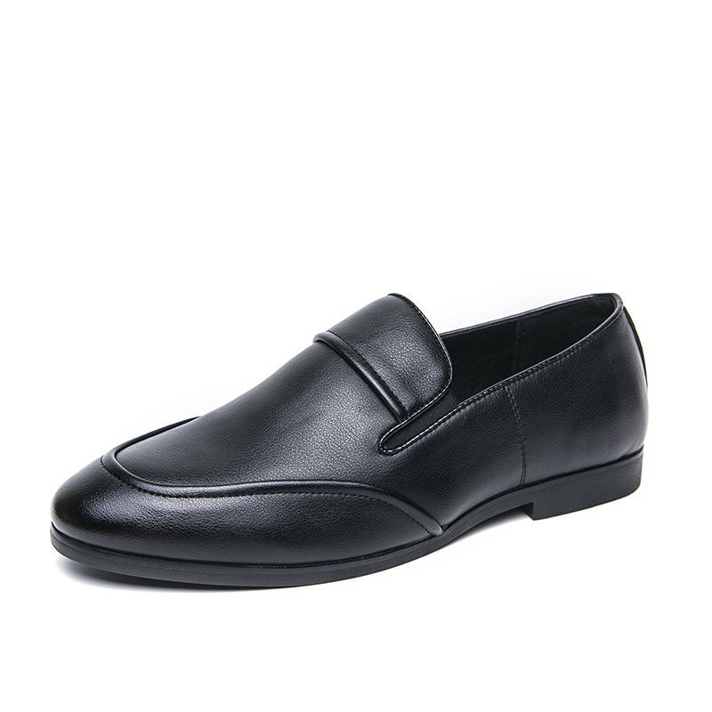Men s Black Korean Style Leather Loafers - Slip-On, Large Size, Business Casual Driving Shoes 41