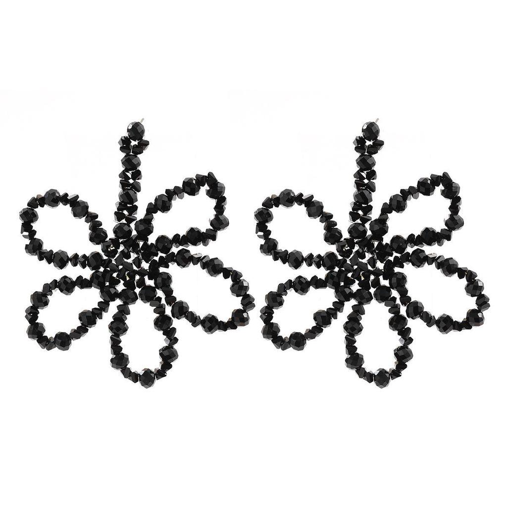 Bohemian Bow Crystal Flower Earrings - Handwoven Beaded European & American Style