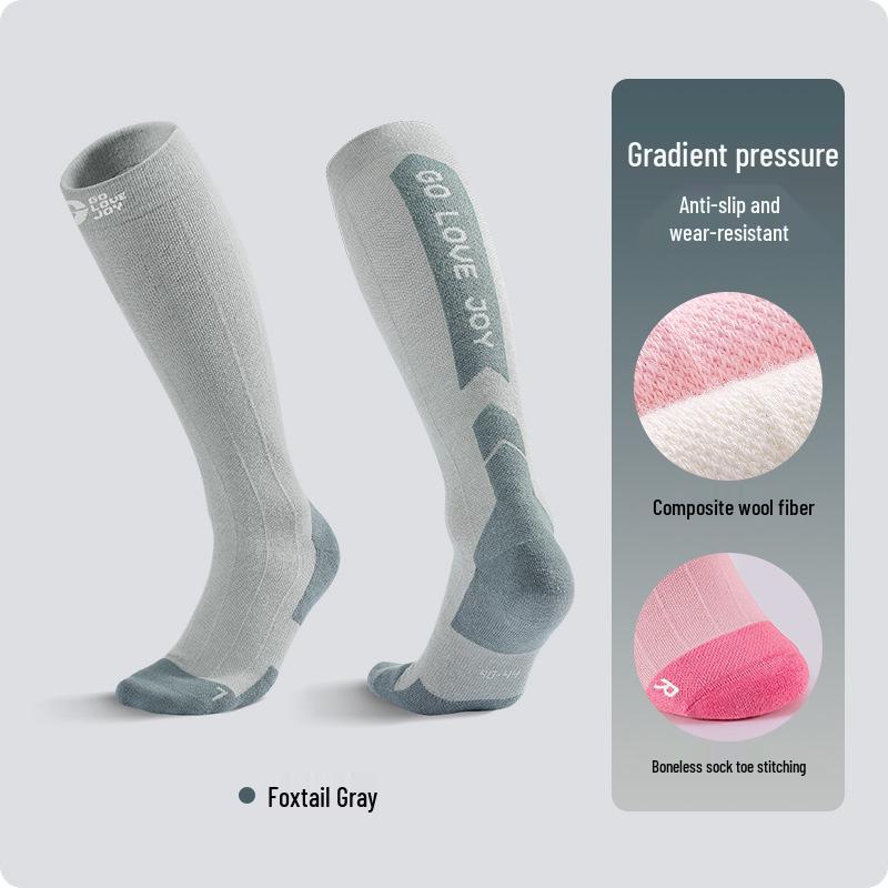 Unisex Winter Wool Ski Socks - Warm, Quick-Dry, Fleece-Lined, High-Top Compression for Outdoor Sports
