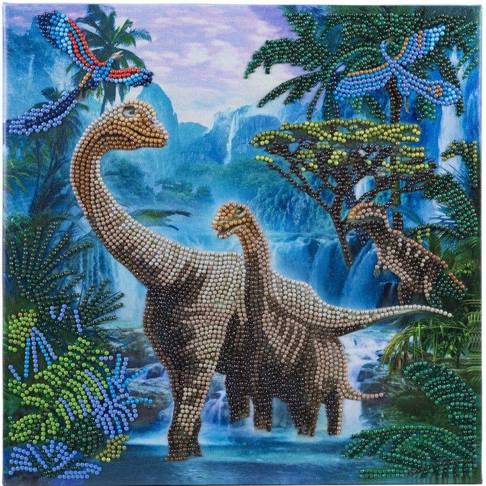 CRYSTAL ART Kit tableau broderie diamant 30x30cm Dinosaures
