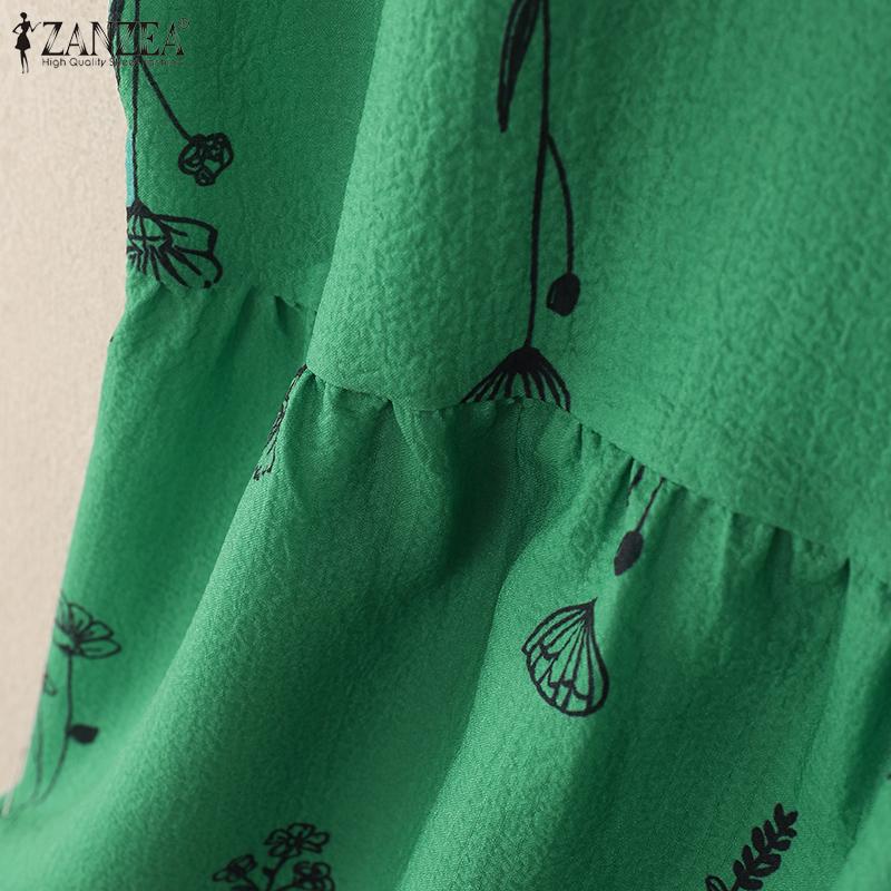 ZANZEA Women Print Casual Round Neck Summer Sleeveless Tank Tops