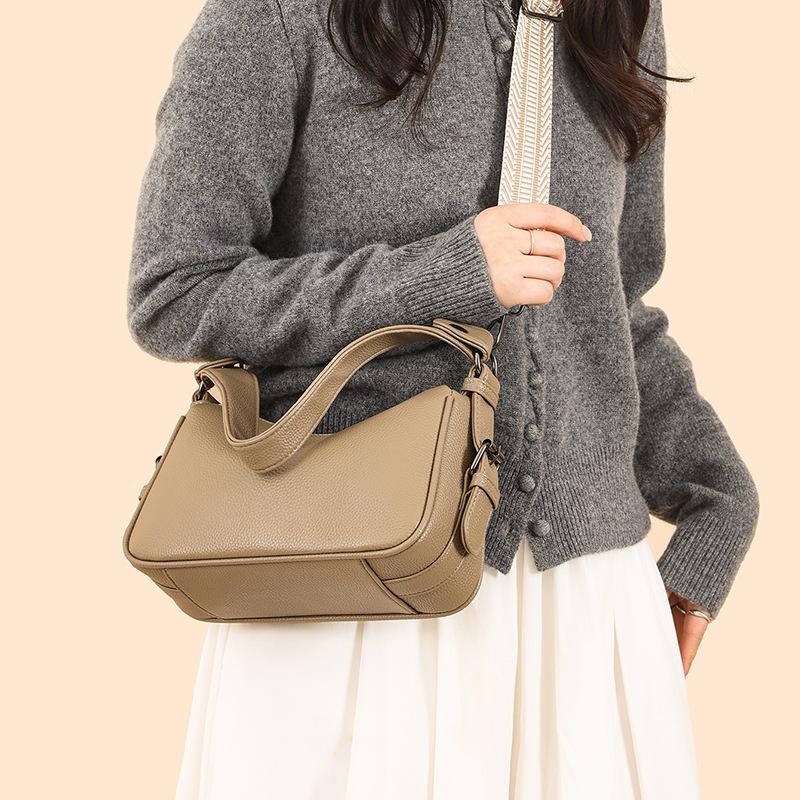 Genuine leather Handbags Luxury Brand Women Crossbody Bags Designer Cowhide Messenger Bags Wide strap Ladies Shoulder Bag