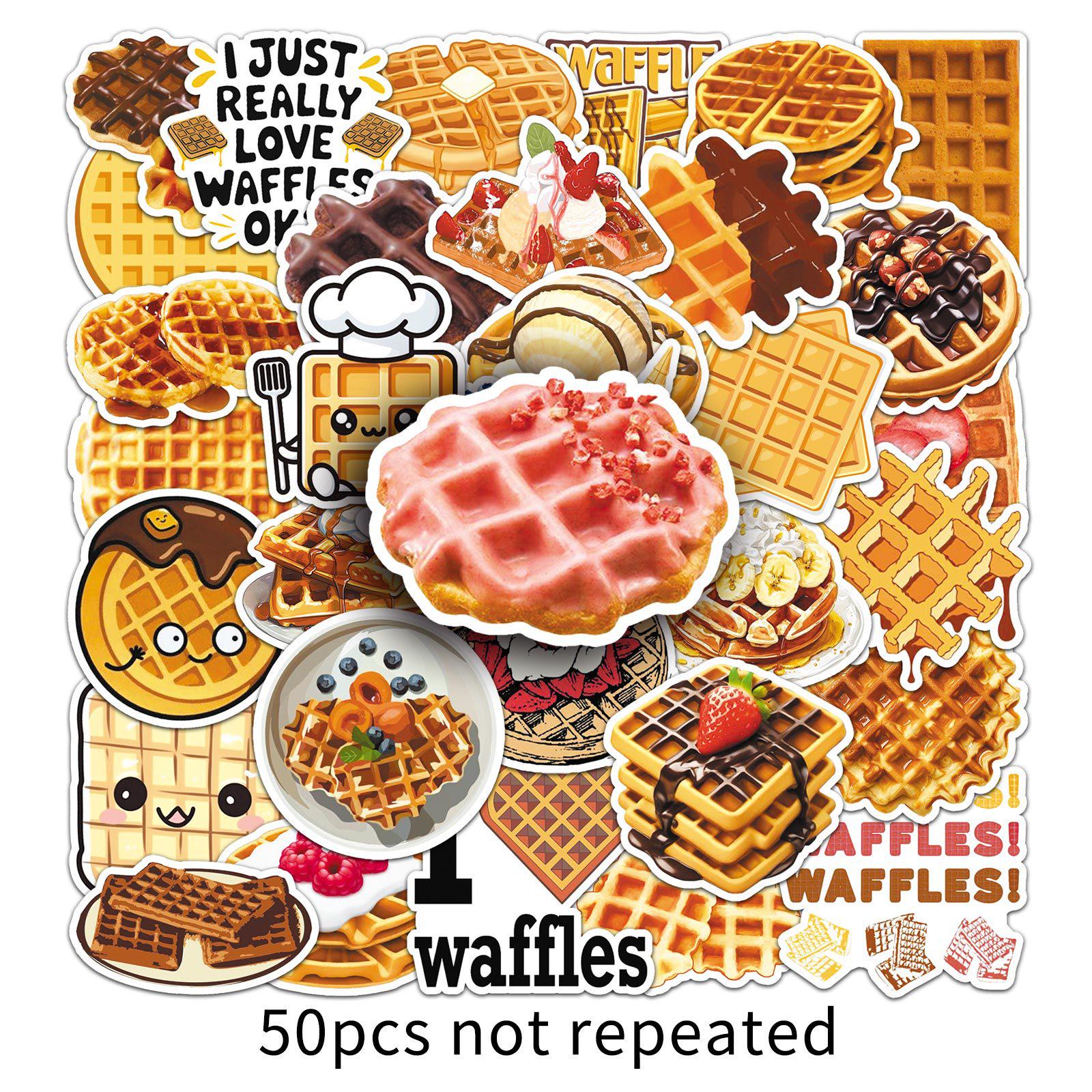 Waffle-themed Waterproof Bread Stickers: 50 Sheets for Creative Journaling and Decoration