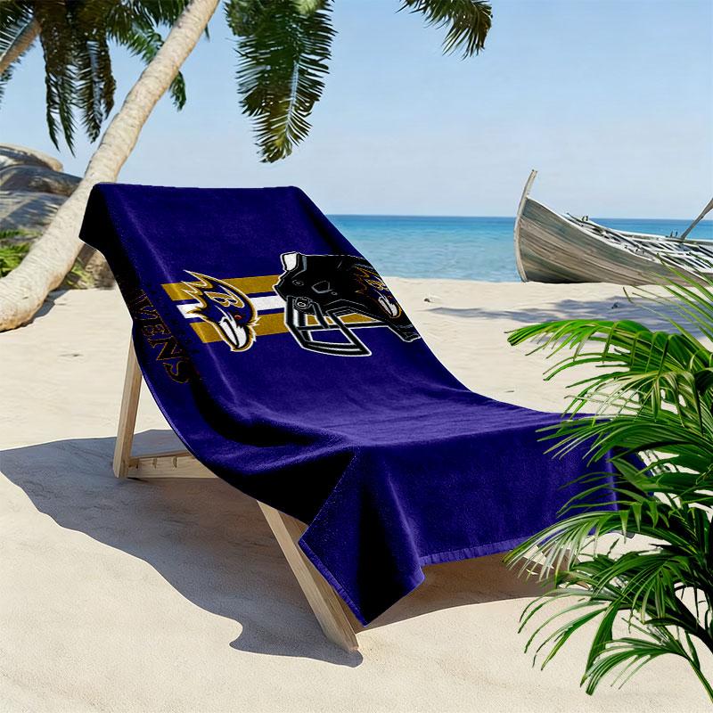 Ravens Print Beach Towel, Large Soft Quick Dry Towel for Beach Camping Swimming