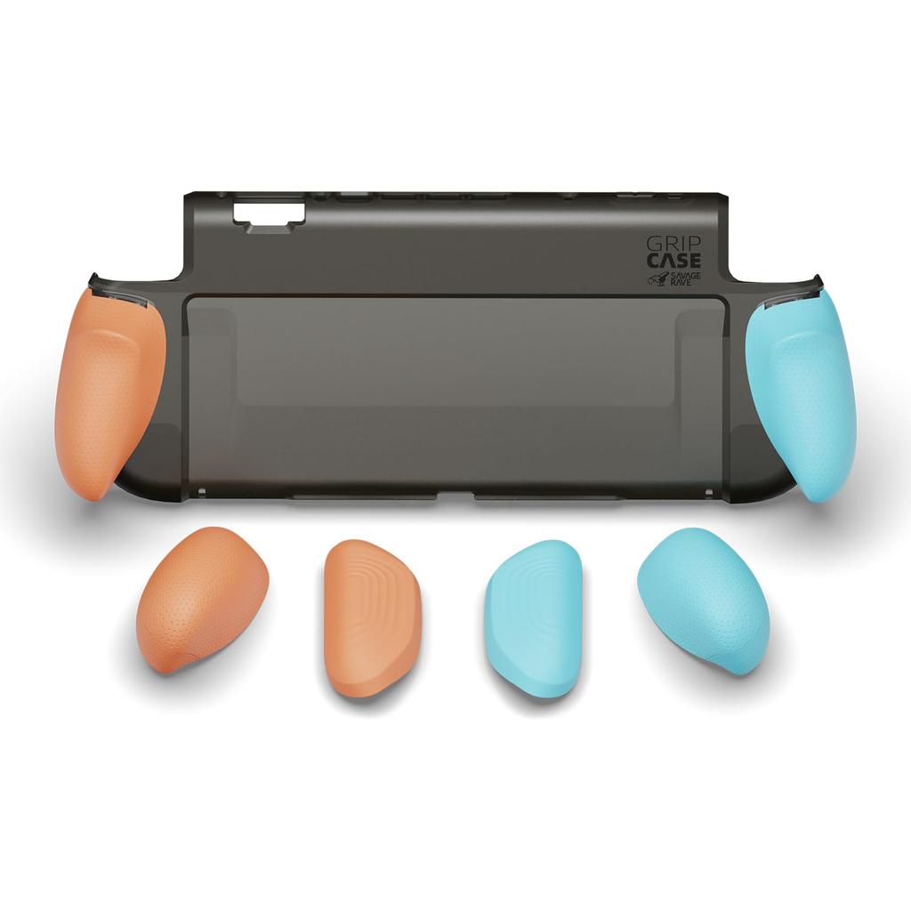 Savage Raven by Skull Case for Switch Compatible with Genuine Ergonomic Three Interchangeable Precise and Single Neon Blue and Red & Co. "GripCase2"