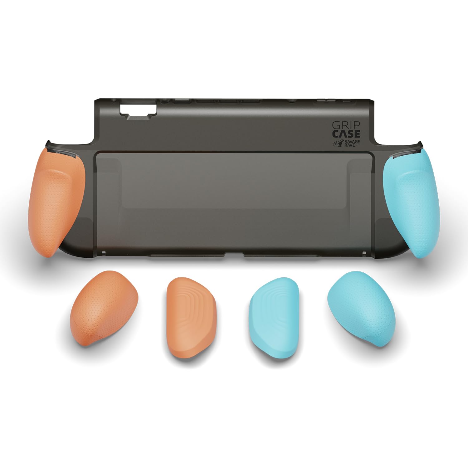 

Savage Raven by Skull Case for Switch Compatible with Genuine Ergonomic Three Interchangeable Precise and Single Neon Blue and Red & Co. GripCase2