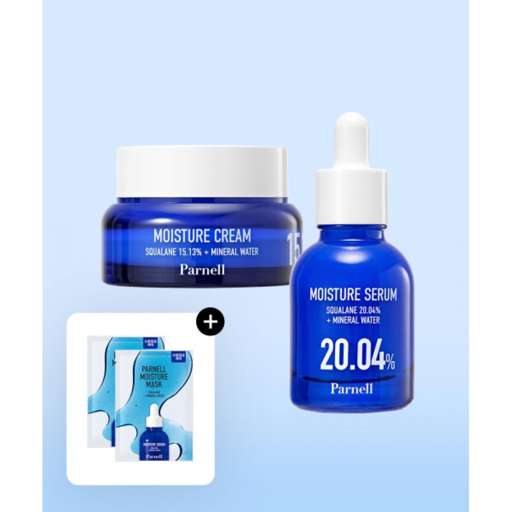 Parnell Squalane Mineral Water Moisture Serum+cream Set  + 2 Squalane Mask NONE