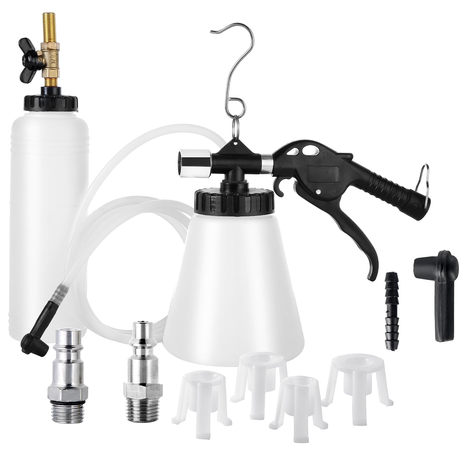 

DASBET Pneumatic Brake Fluid Bleeder Tool with 4 Master Cylinder Adapters, Compatible with 90-120 PSI