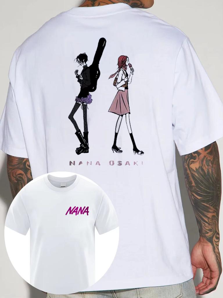 2025 Summer Nana Osaki Gothic Comic Tshirt Mens Funny Tshirt Loose Cotton Top Fashion Hiphop Y2k Tshirt Street Clothes