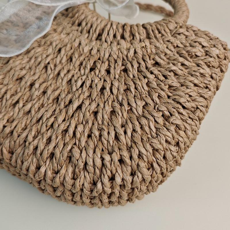 New Fashion Women Woven Bag Portable Basket Female Summer Popular Crossbody Straw Bag Beach Purses and Handbags