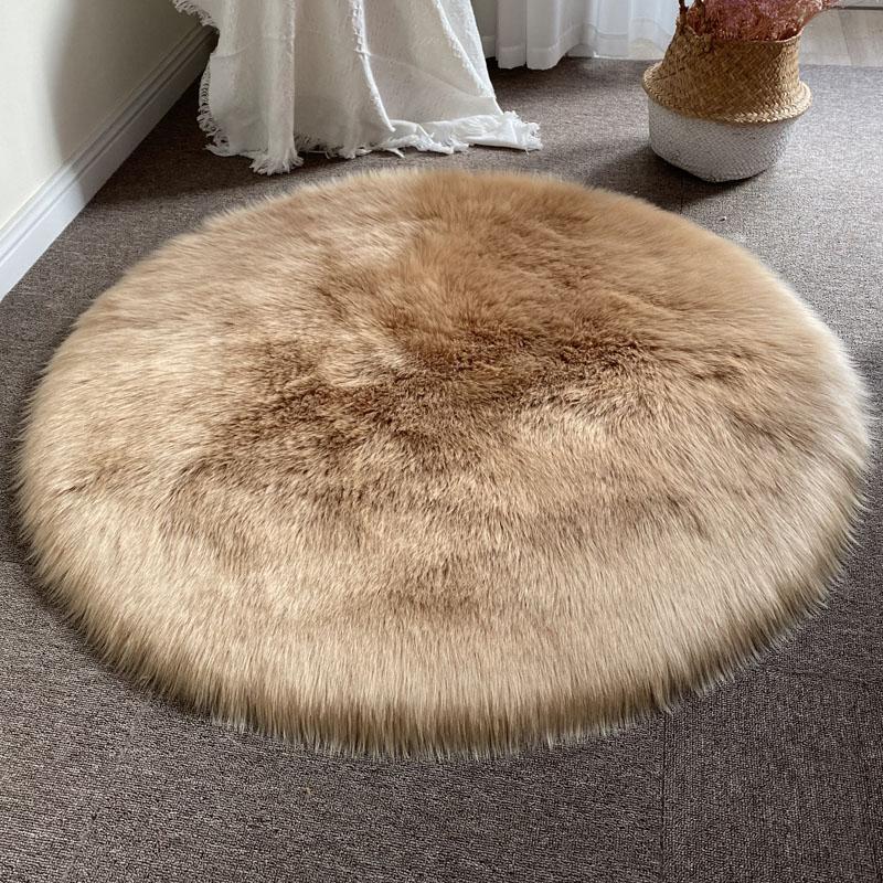Round Carpet Shaggy Sheepskin Children'S Bedroom White Fur Rug Soft Thick Living Room Sofa Area Rug Artificial Wool Carpet Decor