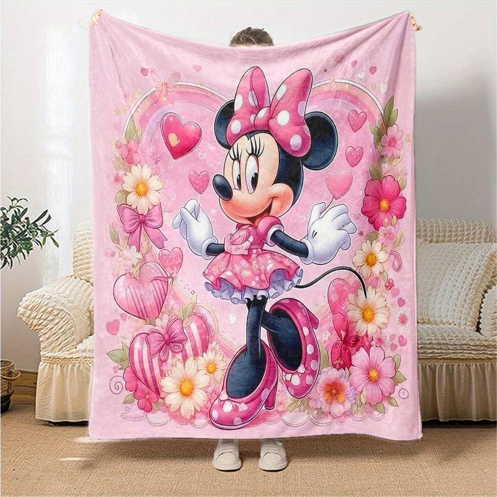 1 pezzo Rosa, adorabile coperta di Minnie Leggero Plaid in Flanella per Divano Letto Viaggio Campeggio Soggiorno Ufficio Divano Sedia