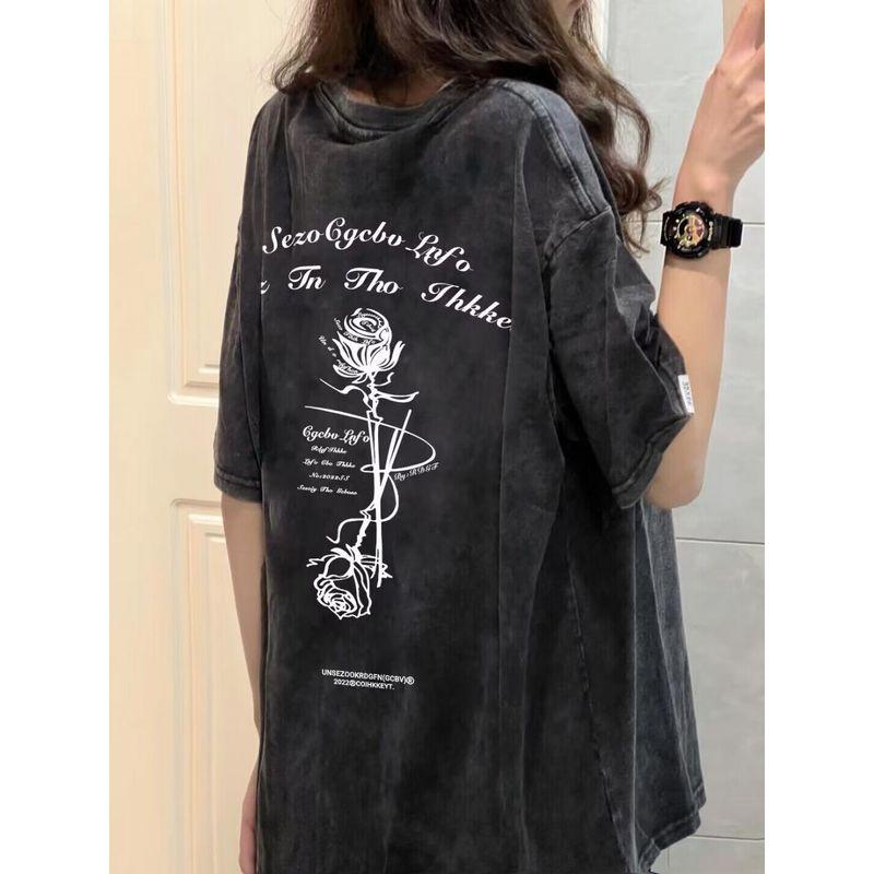 Western Style New Fashion Print Loose Casual Short sleeve Cotton T-shirt Top Printed Loose T-shirt