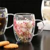 350ml Dried Flowers Double Wall Insulated High Borosilicate Glass Cup Double Walled Glass Cup Insulated Coffee Mug Drinking Cup