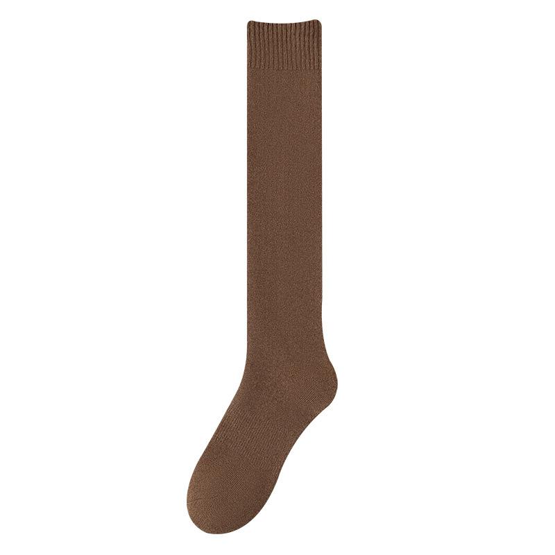 Women's Spring and Autumn Thickened Warm Calf Socks Cotton Socks Solid Color Casual Anti-abrasion and Anti-pilling Versatile Hoop Socks