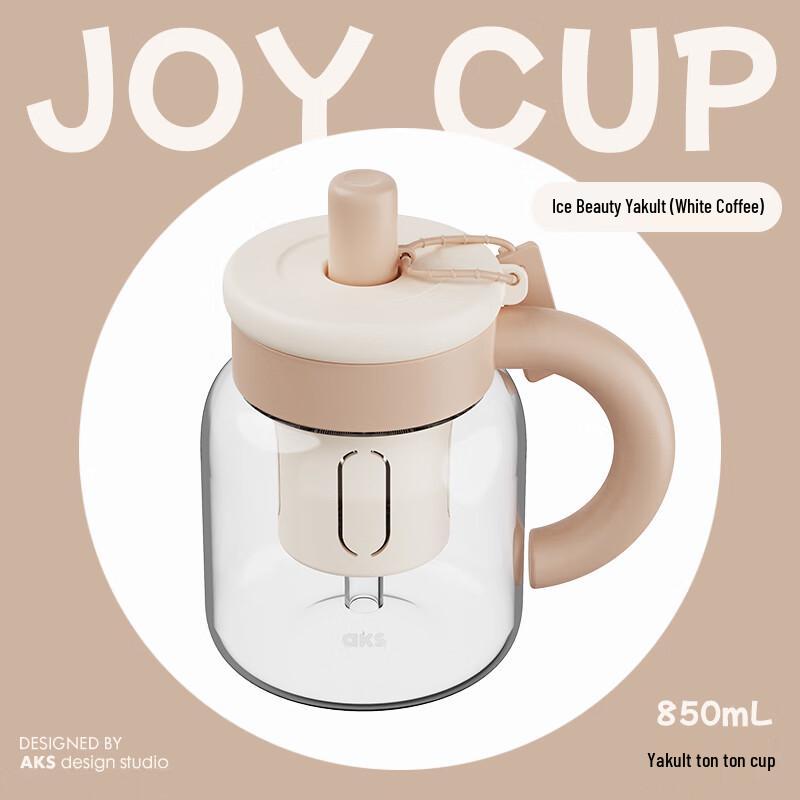 AKS Large Capacity Borosilicate Glass Water Bottle with Straw & Handle