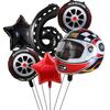 6PCS Motor Helmet Balloon Wheel Tire Racing Balloons Birthday Decor Boys Race Car Dirt Bike Motorcross Hot Wheel Party Supplies