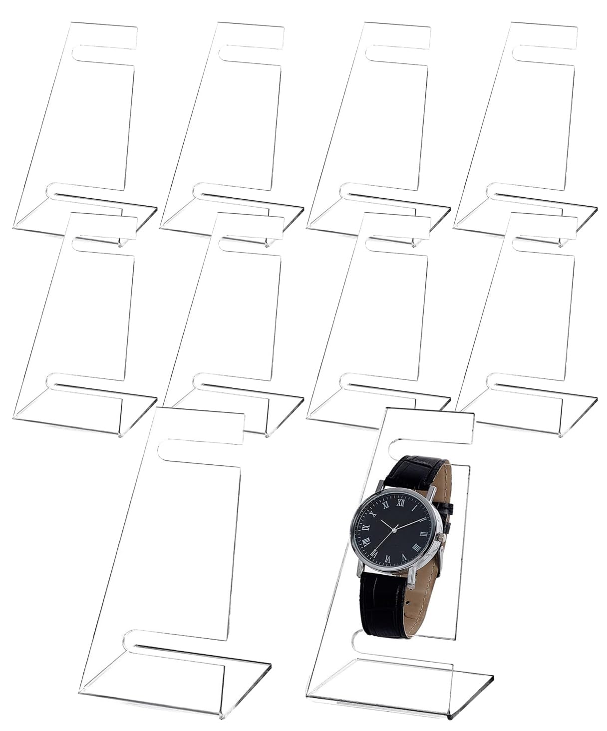

S.fields.inc Watch Stand, Set of 10, Acrylic, Holds 1 Watch, Display Stand, for Retail Use (Clear L)