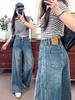 2026 Spring High Waist Women's Wide-Leg Jeans: Loose Slimming Straight-Leg Denim Pants