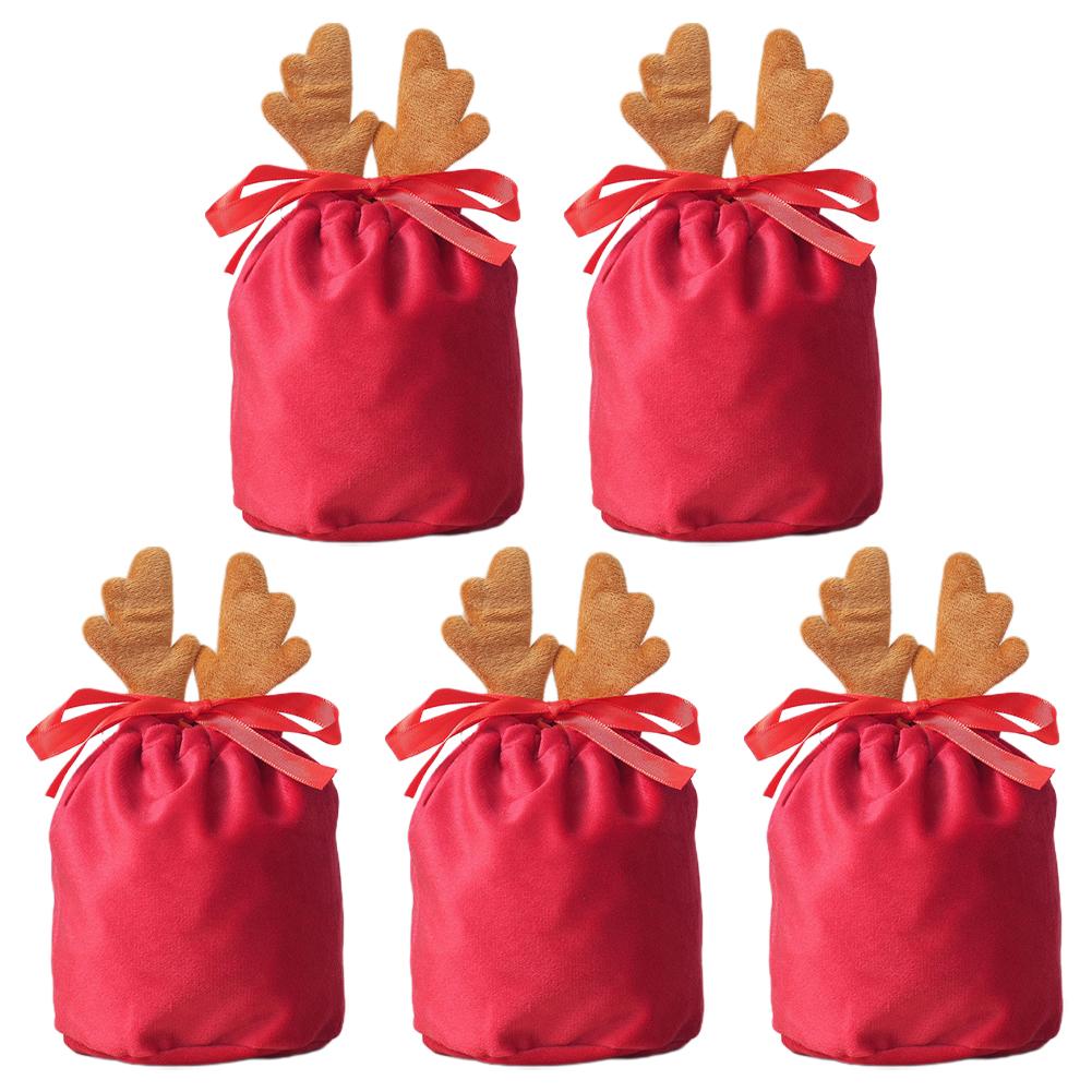 Christmas Candy Bags Santa Present Bags Velvet Deer Bags Decorative Charm