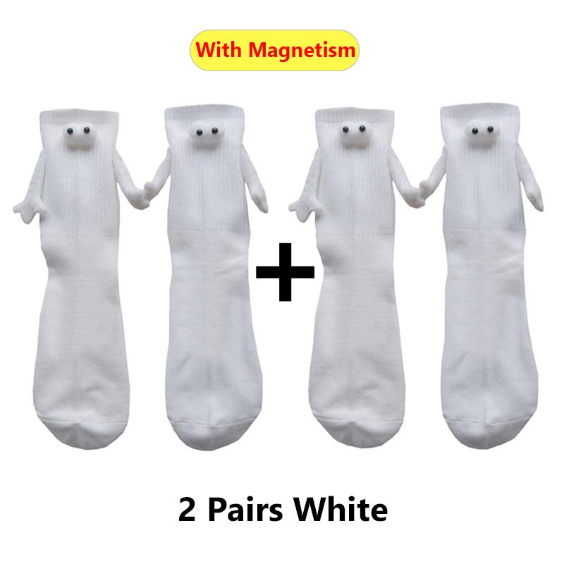 Alobee 1/2Pairs Harajuku Couple Cotton Sock Magnetic Suction Hand In Hand Socks Black White Unisex Holding Hands Long Socks