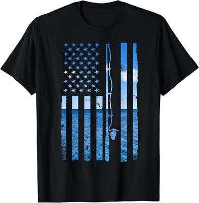 American Flag Fish Fisher Fisherman Funny Bass Fishing Unisex T-Shirt