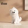 Realistic Dog Art Piece Cute Sitting Samoyed Figurine, 3D Printed Smiling Puppy Statue, Healing Gift for Owners Animal Desktop Ornament Home