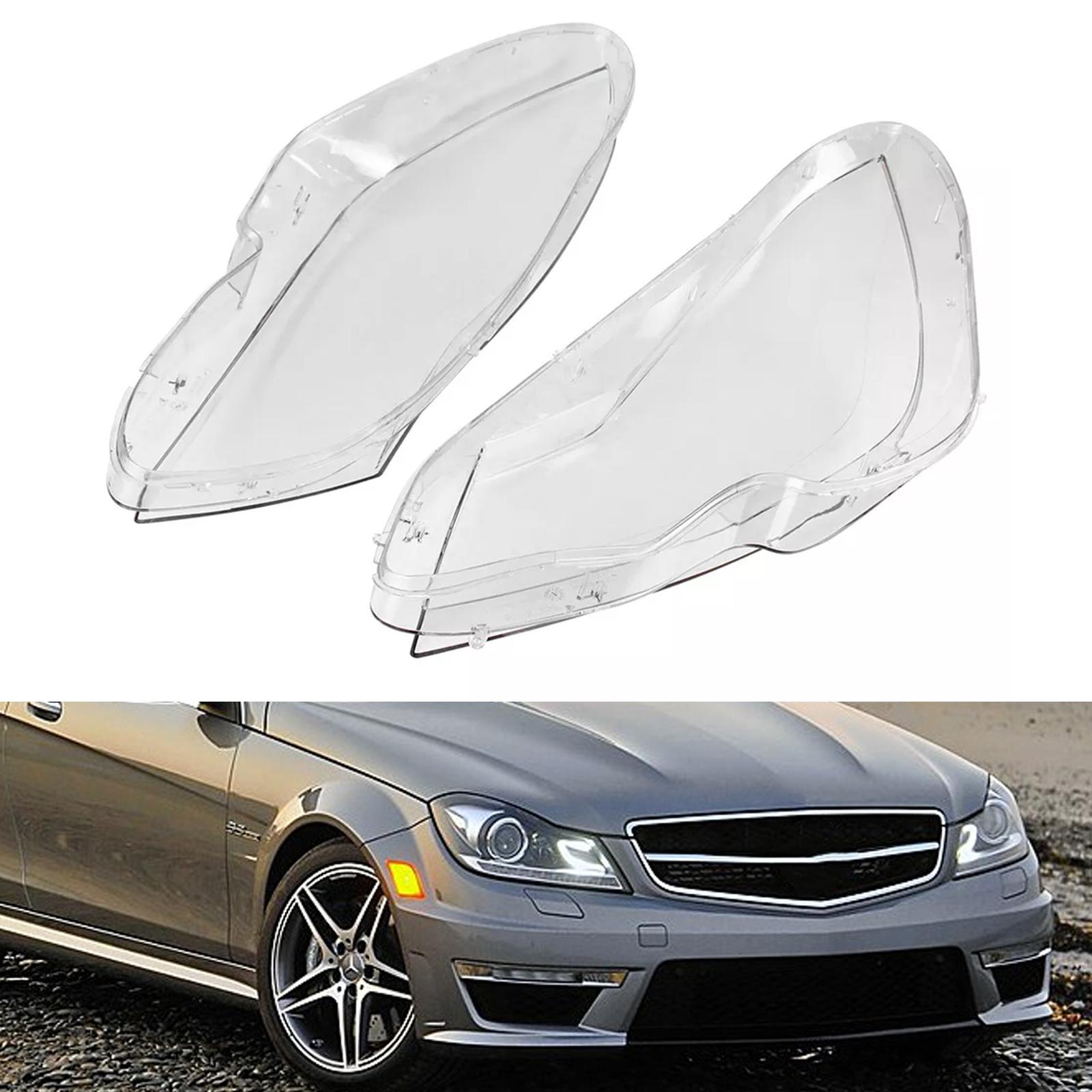 

2PCS Front Headlight Lens Cover LampShade For Mercedes Benz C W204 2011-2015