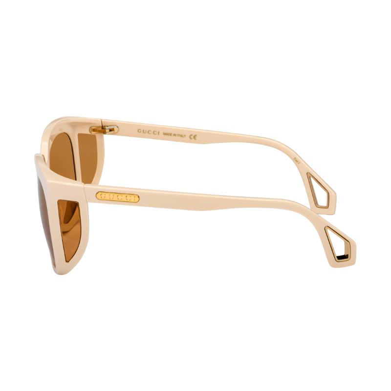 GUCCI Sunshade side lettering plate frame Irregular sunglasses Unisex Couple White