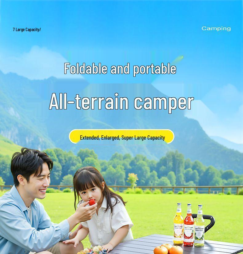 Portable Foldable Camper Van Cart: Hand-Pulled Travel Trailer for Kids, Outdoor Use.
