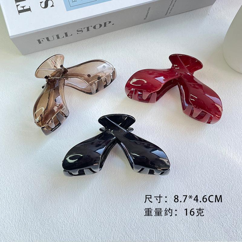 Korean Version New Three-Dimensional Glossy Elegant Hair Claw Clip High-End Feel Back of Head Shark Clip Hair Accessory