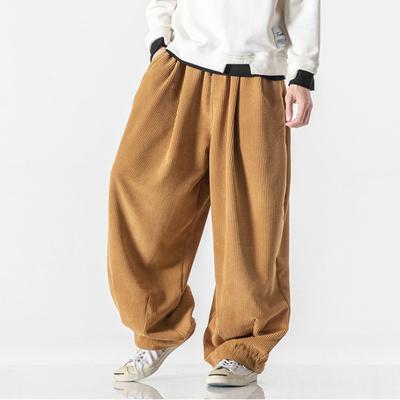 Cord Herren Haremshose Lässige Streetwear Lange Hose Lose Jogginghose Vintage Übergroße Hip Hop Hose mit weitem Bein