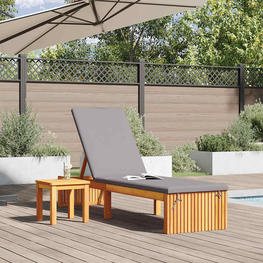 Sun Lounger Oil Natural Finish 200 X 55 X 94 Cm Solid Acacia Wood