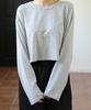 Ppaeppae Modal Spandex Loose Fit Cropped Long Sleeve T-Shirt