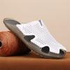 Fashion New Casual Leather Men Sandals Light Breathable Flats Hollow Out Male Shoes Summer Outdoor Daily Men Slippers Hot Sale Half Drag