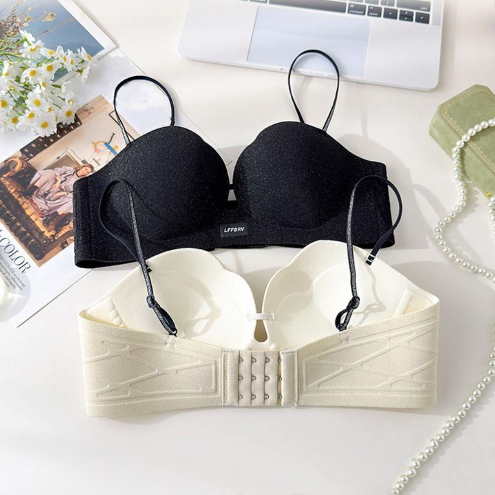 Anti-Sagging Wireless Gather Bra Shiny Push Up Bra Lingerie Petal Cup Bra Women