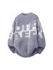 Men's Korean Chic Retro Mohair Knit Sweater - Round Neck, Letter Print, Color Block, Long Sleeve Pullover