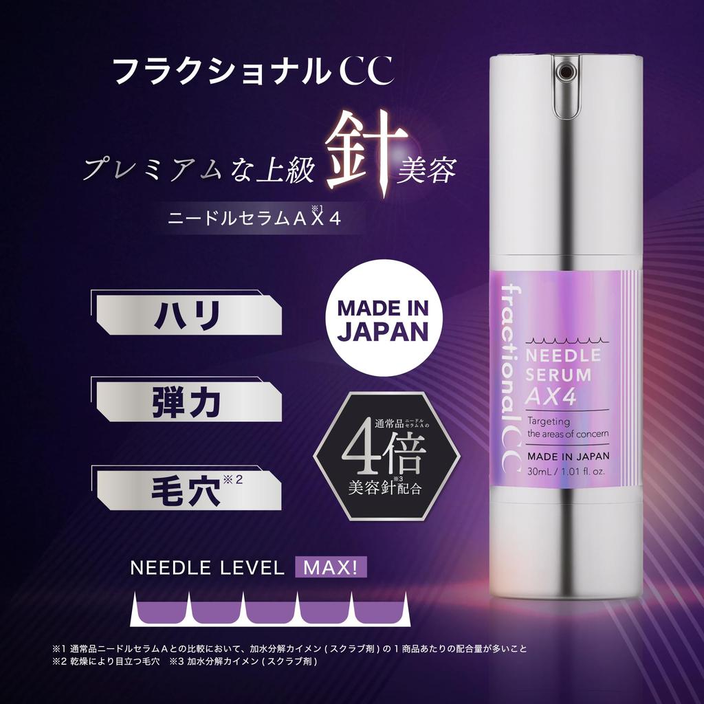 Fractional CC Needle Serum AX4, Made In Japan, Pore Reducing, Retinol, Exosomes, PDRN, Needle Shot, 30mL
