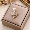 Floral Scarf Pin Rhinestone Flower Brooch Pin Bling Lapel for Women Coat Shirt Sweater Dress Decorative Accessory Elegant