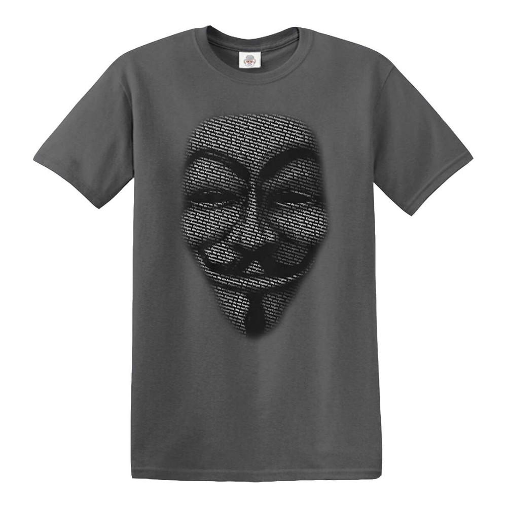 Anonymous tshirt v for vendetta mask shirt christmas gift tshirt top tee 2XL