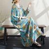 New V-neck Loose Plus Size Simple Vacation Style Long-sleeved Women's Long Dresses