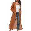 Women's Fashion Casual Button  Solid Color Big Pocket Cardigan Sweater Long Thin Coat