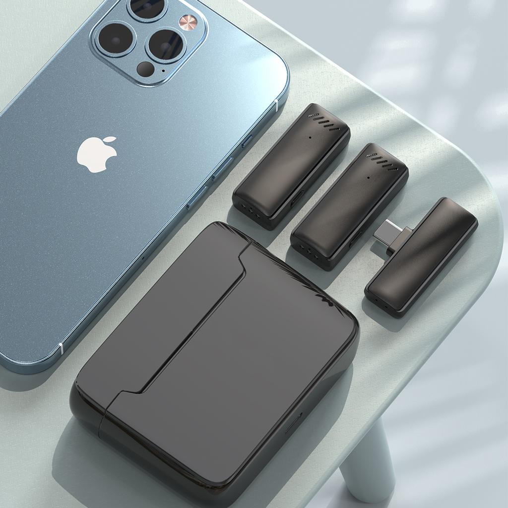 Transmisie în direct mobilă Înregistrare interviu Microfon cu revere Microfon Lavalier fără fir Cutie încărcător cu LED pentru Podcast Youtube Tiktok